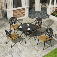 4-Sitzer und 6-Sitzer Outdoor-Essgruppe aus Aluminiumguss mit wasserdichtem Kissen